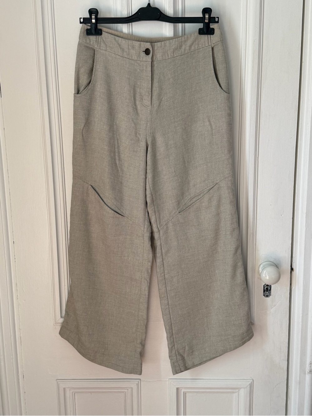 Women’s Soft Surroundings Linen Blend Curved Seam Barrel Wide Leg Pants Size S